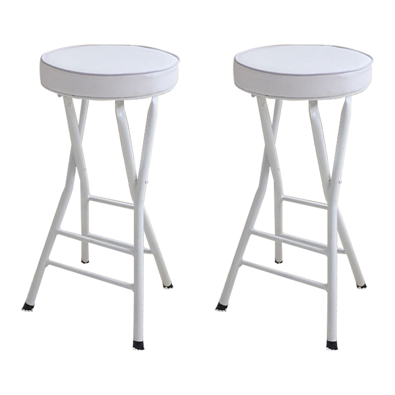 Foldable Bistro Round Shape High Chair Modern Counter Chair with Metal 4 Legs White 2 Piece Set Counter Stool(25"H) Clearhalo 'Bar Furniture' 'Bar Stools' 'bar_stools' 'furn' 'furn_bar_stools' 'Furniture' 'Kitchen & Dining Furniture' 6221200