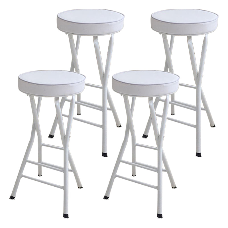 Foldable Bistro Round Shape High Chair Modern Counter Chair with Metal 4 Legs White 4 Piece Set Counter Stool(25"H) Clearhalo 'Bar Furniture' 'Bar Stools' 'bar_stools' 'furn' 'furn_bar_stools' 'Furniture' 'Kitchen & Dining Furniture' 6221201