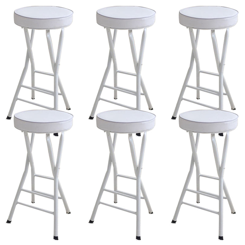 Foldable Bistro Round Shape High Chair Modern Counter Chair with Metal 4 Legs White 6 Piece Set Counter Stool(25"H) Clearhalo 'Bar Furniture' 'Bar Stools' 'bar_stools' 'furn' 'furn_bar_stools' 'Furniture' 'Kitchen & Dining Furniture' 6221202