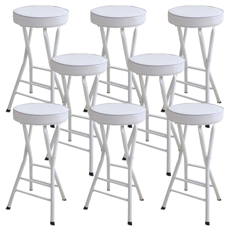 Foldable Bistro Round Shape High Chair Modern Counter Chair with Metal 4 Legs White 8 Piece Set Counter Stool(25"H) Clearhalo 'Bar Furniture' 'Bar Stools' 'bar_stools' 'furn' 'furn_bar_stools' 'Furniture' 'Kitchen & Dining Furniture' 6221203