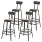 Taburete de bar de metal de estilo moderno, taburete de bar de cuero PU para cocina