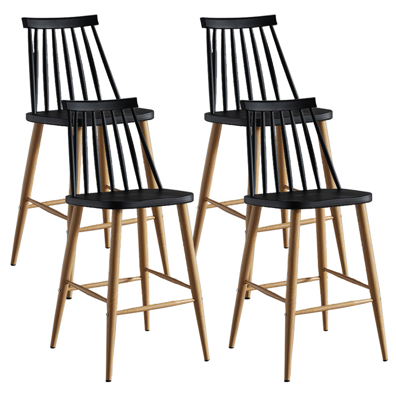 Nordic Plastic Bar-stool Square Seat Counter Bar Stool with Wood Legs Black 4 Piece Set Clearhalo 'Bar Furniture' 'Bar Stools' 'bar_stools' 'furn' 'furn_bar_stools' 'Furniture' 'Kitchen & Dining Furniture' 6221264