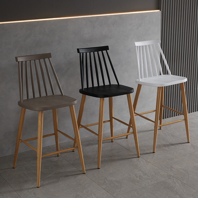 Nordic Plastic Bar-stool Square Seat Counter Bar Stool with Wood Legs Clearhalo 'Bar Furniture' 'Bar Stools' 'bar_stools' 'furn' 'furn_bar_stools' 'Furniture' 'Kitchen & Dining Furniture' 6221265