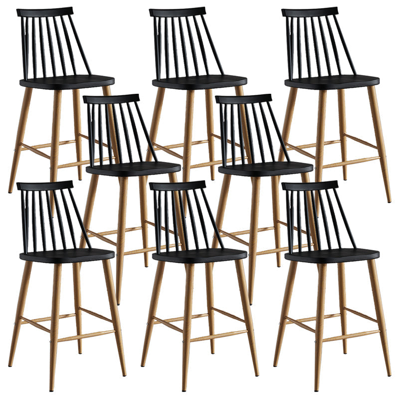 Nordic Plastic Bar-stool Square Seat Counter Bar Stool with Wood Legs Black 8 Piece Set Clearhalo 'Bar Furniture' 'Bar Stools' 'bar_stools' 'furn' 'furn_bar_stools' 'Furniture' 'Kitchen & Dining Furniture' 6221266