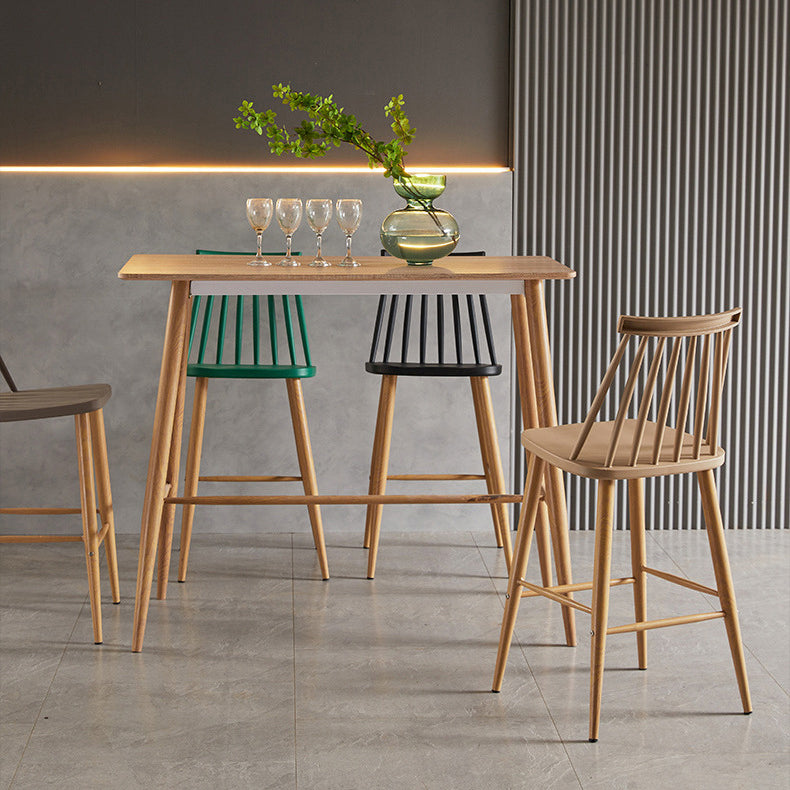 Nordic Plastic Bar-stool Square Seat Counter Bar Stool with Wood Legs Clearhalo 'Bar Furniture' 'Bar Stools' 'bar_stools' 'furn' 'furn_bar_stools' 'Furniture' 'Kitchen & Dining Furniture' 6221267