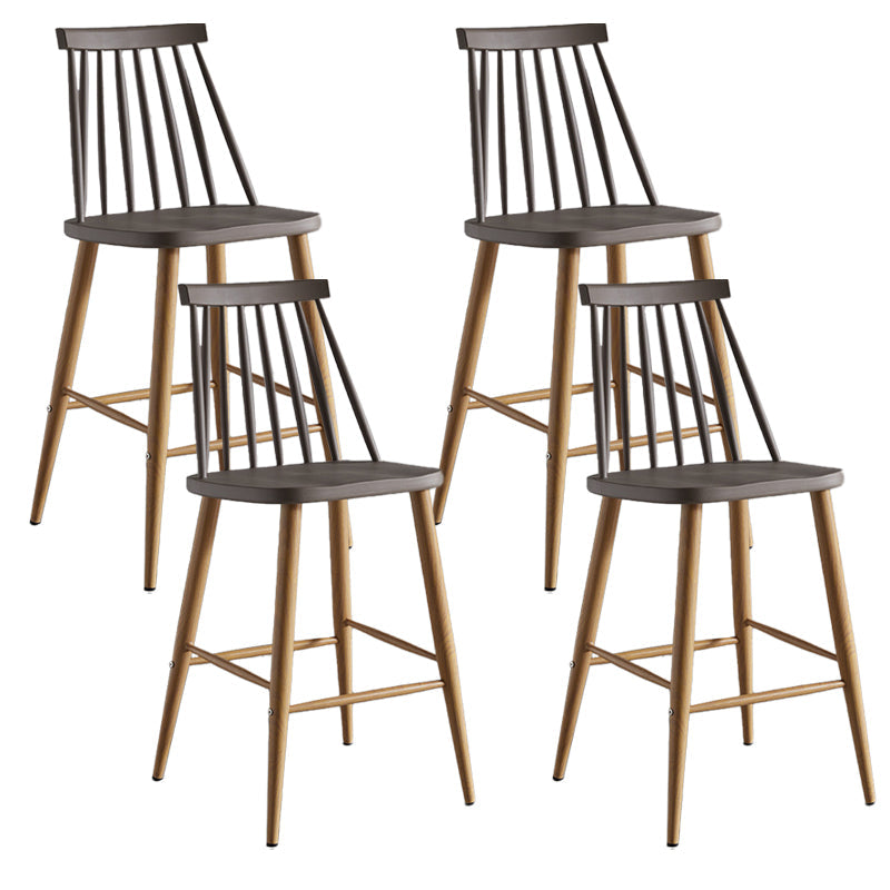 Nordic Plastic Bar-stool Square Seat Counter Bar Stool with Wood Legs Grey 4 Piece Set Clearhalo 'Bar Furniture' 'Bar Stools' 'bar_stools' 'furn' 'furn_bar_stools' 'Furniture' 'Kitchen & Dining Furniture' 6221268