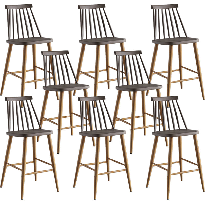 Nordic Plastic Bar-stool Square Seat Counter Bar Stool with Wood Legs Grey 8 Piece Set Clearhalo 'Bar Furniture' 'Bar Stools' 'bar_stools' 'furn' 'furn_bar_stools' 'Furniture' 'Kitchen & Dining Furniture' 6221270