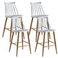 Nordic Plastic Bar-stool Square Seat Counter Bar Stool with Wood Legs White 4 Piece Set Clearhalo 'Bar Furniture' 'Bar Stools' 'bar_stools' 'furn' 'furn_bar_stools' 'Furniture' 'Kitchen & Dining Furniture' 6221271