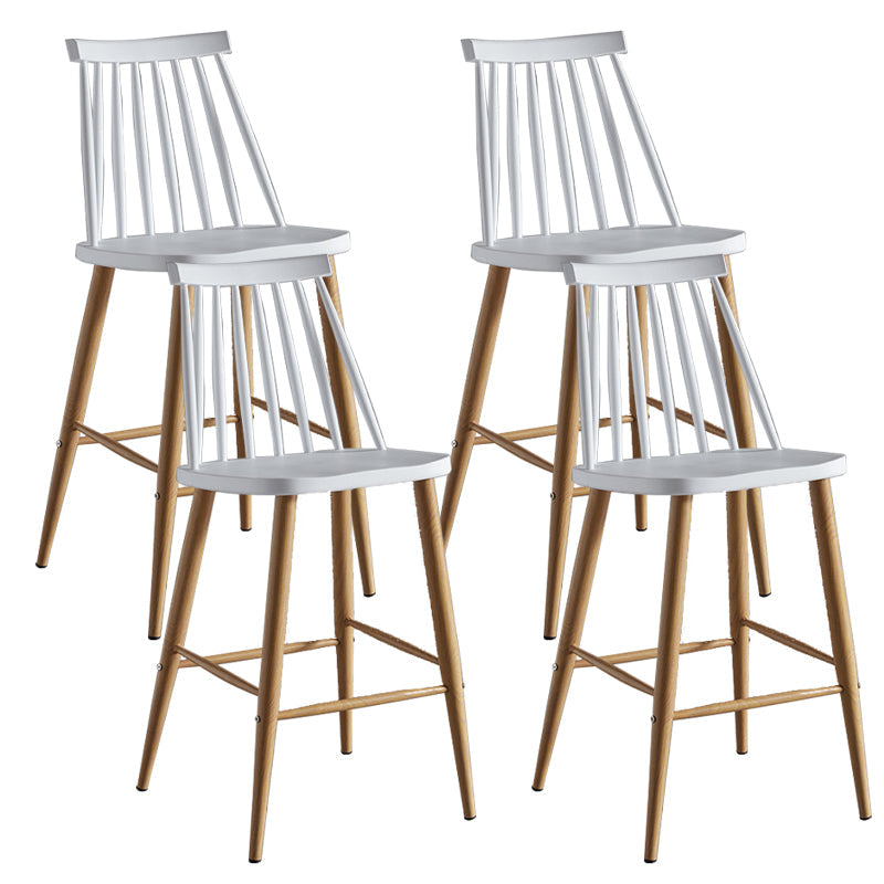Nordic Plastic Bar-stool Square Seat Counter Bar Stool with Wood Legs White 4 Piece Set Clearhalo 'Bar Furniture' 'Bar Stools' 'bar_stools' 'furn' 'furn_bar_stools' 'Furniture' 'Kitchen & Dining Furniture' 6221271