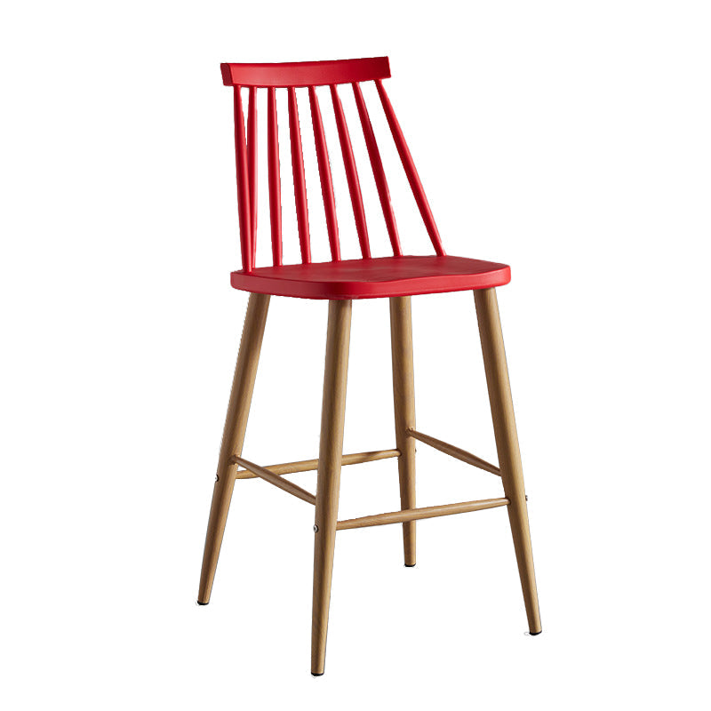 Nordic Plastic Bar-stool Square Seat Counter Bar Stool with Wood Legs Clearhalo 'Bar Furniture' 'Bar Stools' 'bar_stools' 'furn' 'furn_bar_stools' 'Furniture' 'Kitchen & Dining Furniture' 6221272