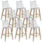Nordic Plastic Bar-stool Square Seat Counter Bar Stool with Wood Legs White 8 Piece Set Clearhalo 'Bar Furniture' 'Bar Stools' 'bar_stools' 'furn' 'furn_bar_stools' 'Furniture' 'Kitchen & Dining Furniture' 6221273