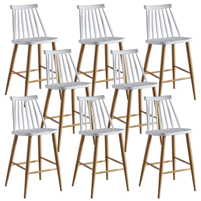 Nordic Plastic Bar-stool Square Seat Counter Bar Stool with Wood Legs White 8 Piece Set Clearhalo 'Bar Furniture' 'Bar Stools' 'bar_stools' 'furn' 'furn_bar_stools' 'Furniture' 'Kitchen & Dining Furniture' 6221273