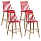 Nordic Plastic Bar-stool Square Seat Counter Bar Stool with Wood Legs Red 4 Piece Set Clearhalo 'Bar Furniture' 'Bar Stools' 'bar_stools' 'furn' 'furn_bar_stools' 'Furniture' 'Kitchen & Dining Furniture' 6221276