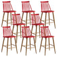 Nordic Plastic Bar-stool Square Seat Counter Bar Stool with Wood Legs Red 8 Piece Set Clearhalo 'Bar Furniture' 'Bar Stools' 'bar_stools' 'furn' 'furn_bar_stools' 'Furniture' 'Kitchen & Dining Furniture' 6221277