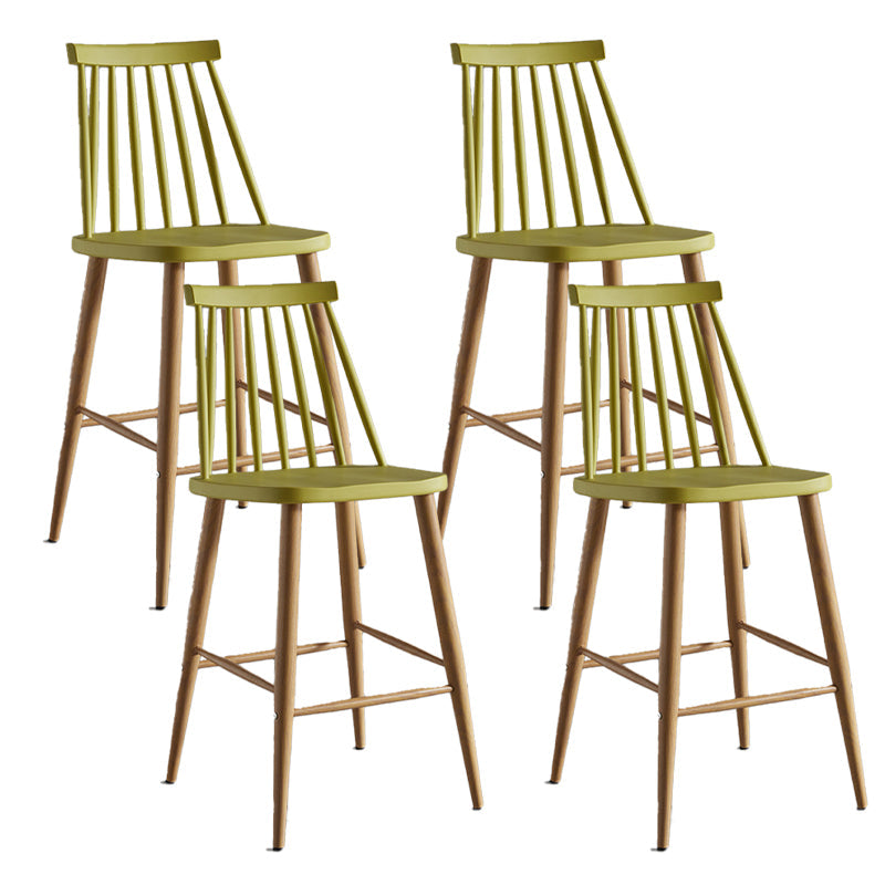 Nordic Plastic Bar-stool Square Seat Counter Bar Stool with Wood Legs Yellow 4 Piece Set Clearhalo 'Bar Furniture' 'Bar Stools' 'bar_stools' 'furn' 'furn_bar_stools' 'Furniture' 'Kitchen & Dining Furniture' 6221279