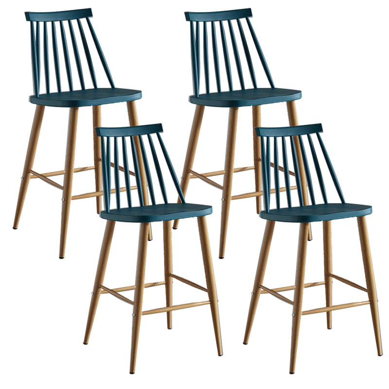 Nordic Plastic Bar-stool Square Seat Counter Bar Stool with Wood Legs Blue 4 Piece Set Clearhalo 'Bar Furniture' 'Bar Stools' 'bar_stools' 'furn' 'furn_bar_stools' 'Furniture' 'Kitchen & Dining Furniture' 6221283