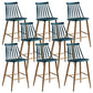 Nordic Plastic Bar-stool Square Seat Counter Bar Stool with Wood Legs Blue 8 Piece Set Clearhalo 'Bar Furniture' 'Bar Stools' 'bar_stools' 'furn' 'furn_bar_stools' 'Furniture' 'Kitchen & Dining Furniture' 6221284