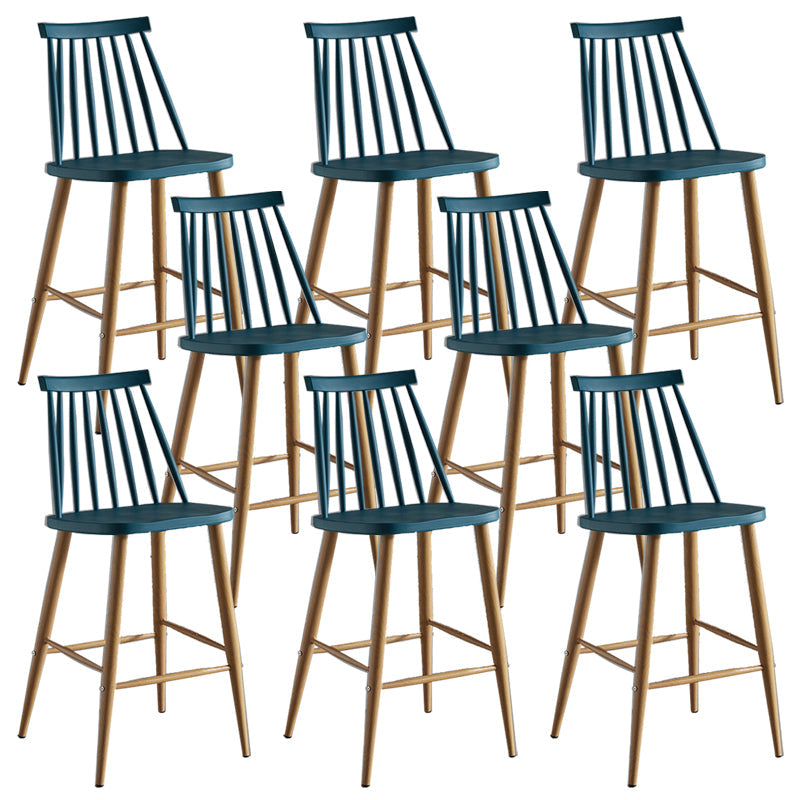 Nordic Plastic Bar-stool Square Seat Counter Bar Stool with Wood Legs Blue 8 Piece Set Clearhalo 'Bar Furniture' 'Bar Stools' 'bar_stools' 'furn' 'furn_bar_stools' 'Furniture' 'Kitchen & Dining Furniture' 6221284