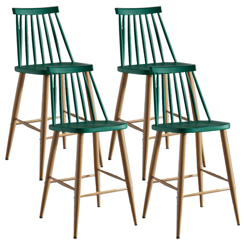 Nordic Plastic Bar-stool Square Seat Counter Bar Stool with Wood Legs Green 4 Piece Set Clearhalo 'Bar Furniture' 'Bar Stools' 'bar_stools' 'furn' 'furn_bar_stools' 'Furniture' 'Kitchen & Dining Furniture' 6221285