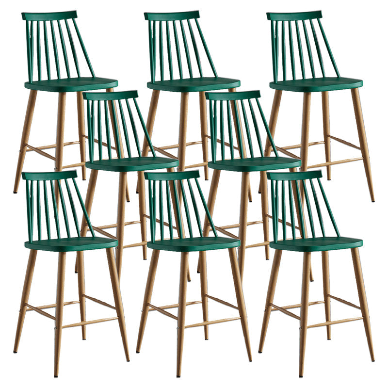 Nordic Plastic Bar-stool Square Seat Counter Bar Stool with Wood Legs Green 8 Piece Set Clearhalo 'Bar Furniture' 'Bar Stools' 'bar_stools' 'furn' 'furn_bar_stools' 'Furniture' 'Kitchen & Dining Furniture' 6221286
