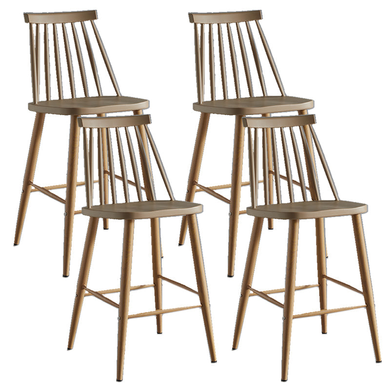 Nordic Plastic Bar-stool Square Seat Counter Bar Stool with Wood Legs Tan 4 Piece Set Clearhalo 'Bar Furniture' 'Bar Stools' 'bar_stools' 'furn' 'furn_bar_stools' 'Furniture' 'Kitchen & Dining Furniture' 6221289