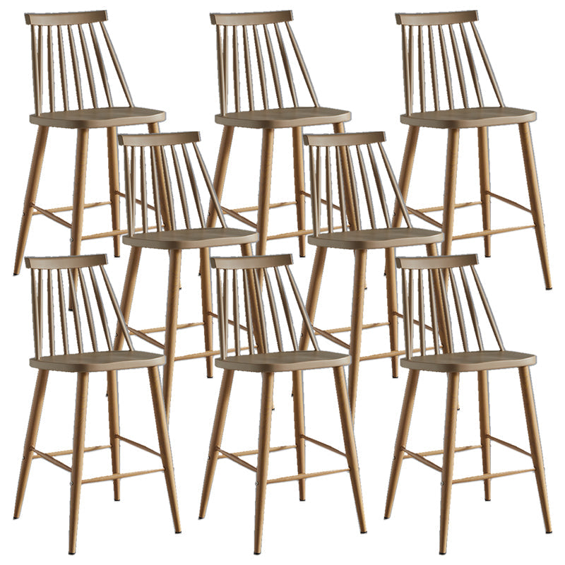 Nordic Plastic Bar-stool Square Seat Counter Bar Stool with Wood Legs Tan 8 Piece Set Clearhalo 'Bar Furniture' 'Bar Stools' 'bar_stools' 'furn' 'furn_bar_stools' 'Furniture' 'Kitchen & Dining Furniture' 6221290