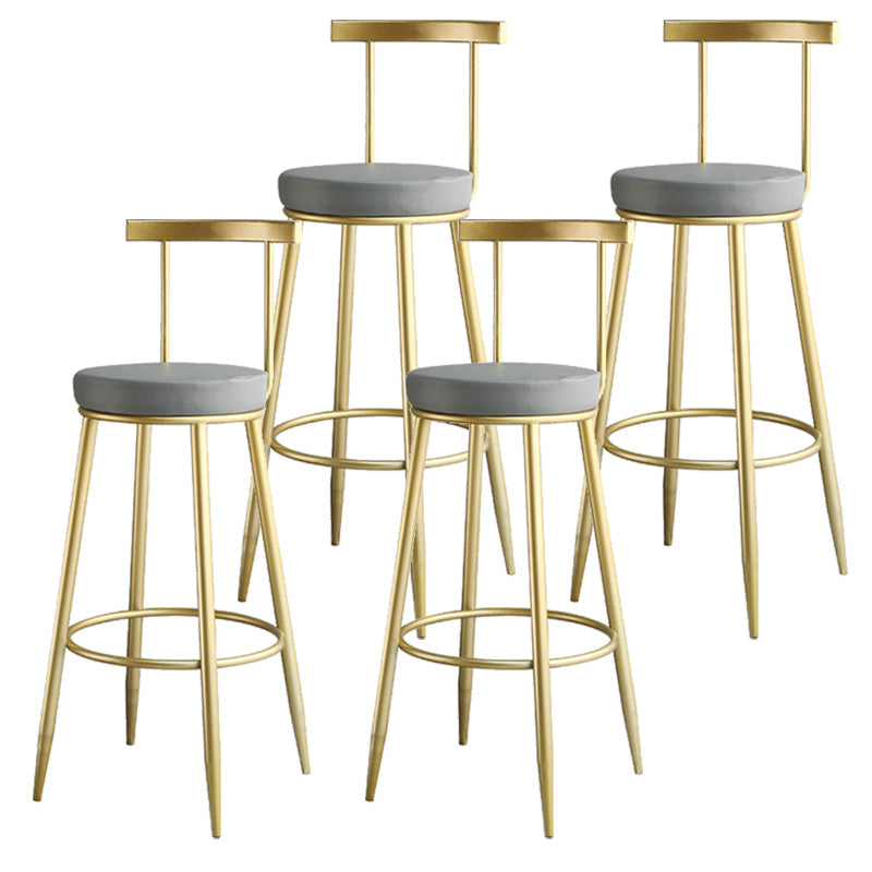 Nordic Style Bar-stool Round Counter Bar Stool with Metal Legs for Home Use Grey 4 Piece Set Clearhalo 'Bar Furniture' 'Bar Stools' 'bar_stools' 'furn' 'furn_bar_stools' 'Furniture' 'Kitchen & Dining Furniture' 6221293