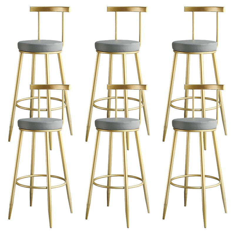 Nordic Style Bar-stool Round Counter Bar Stool with Metal Legs for Home Use Grey 8 Piece Set Clearhalo 'Bar Furniture' 'Bar Stools' 'bar_stools' 'furn' 'furn_bar_stools' 'Furniture' 'Kitchen & Dining Furniture' 6221294