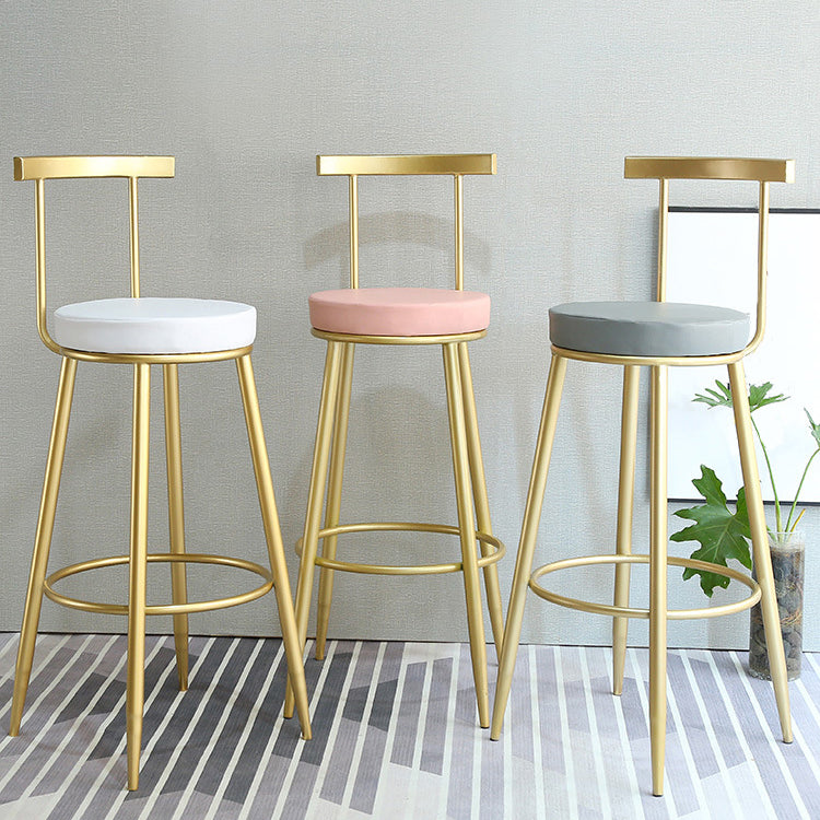 Nordic Style Bar-stool Round Counter Bar Stool with Metal Legs for Home Use Clearhalo 'Bar Furniture' 'Bar Stools' 'bar_stools' 'furn' 'furn_bar_stools' 'Furniture' 'Kitchen & Dining Furniture' 6221297