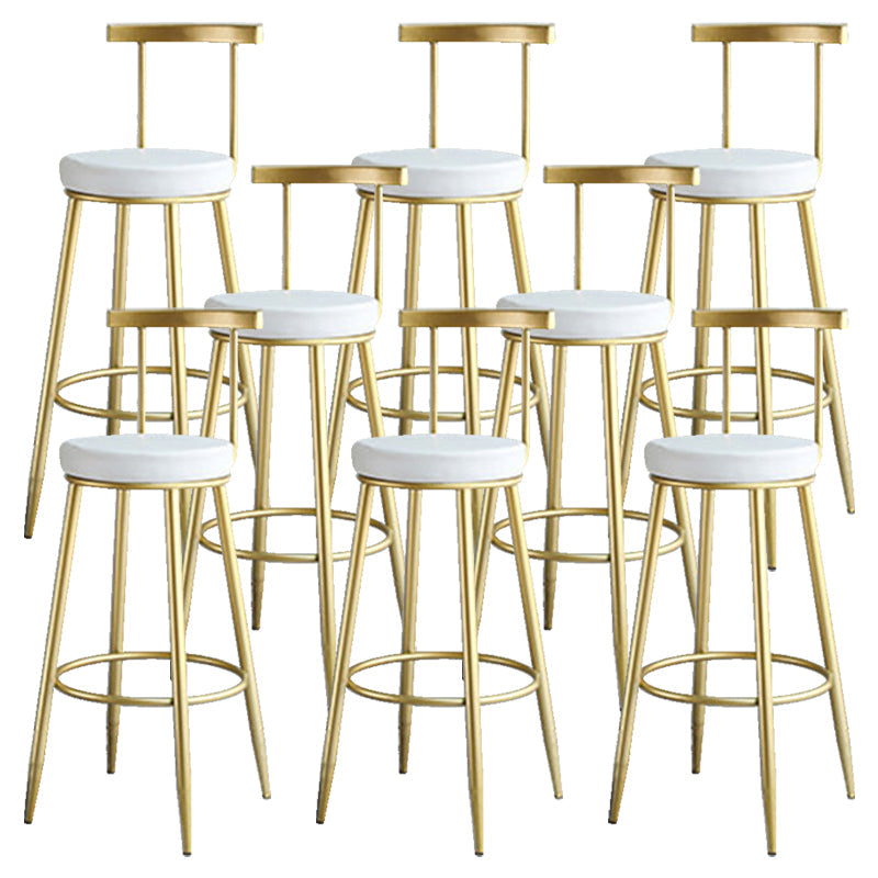 Nordic Style Bar-stool Round Counter Bar Stool with Metal Legs for Home Use White 8 Piece Set Clearhalo 'Bar Furniture' 'Bar Stools' 'bar_stools' 'furn' 'furn_bar_stools' 'Furniture' 'Kitchen & Dining Furniture' 6221298