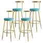 Nordic Style Bar-stool Round Counter Bar Stool with Metal Legs for Home Use Blue 4 Piece Set Clearhalo 'Bar Furniture' 'Bar Stools' 'bar_stools' 'furn' 'furn_bar_stools' 'Furniture' 'Kitchen & Dining Furniture' 6221300