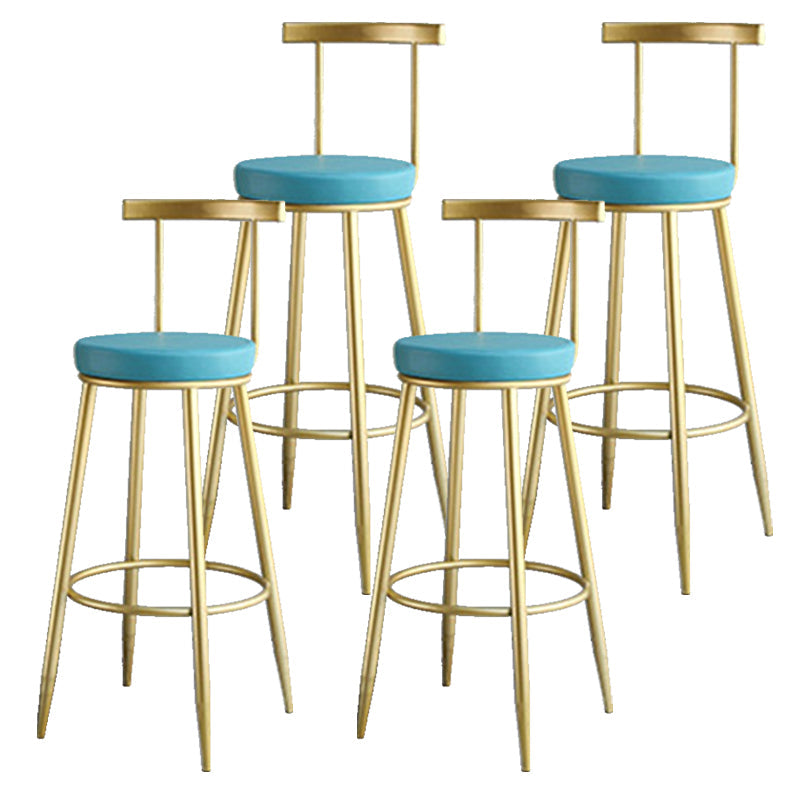 Nordic Style Bar-stool Round Counter Bar Stool with Metal Legs for Home Use Blue 4 Piece Set Clearhalo 'Bar Furniture' 'Bar Stools' 'bar_stools' 'furn' 'furn_bar_stools' 'Furniture' 'Kitchen & Dining Furniture' 6221300
