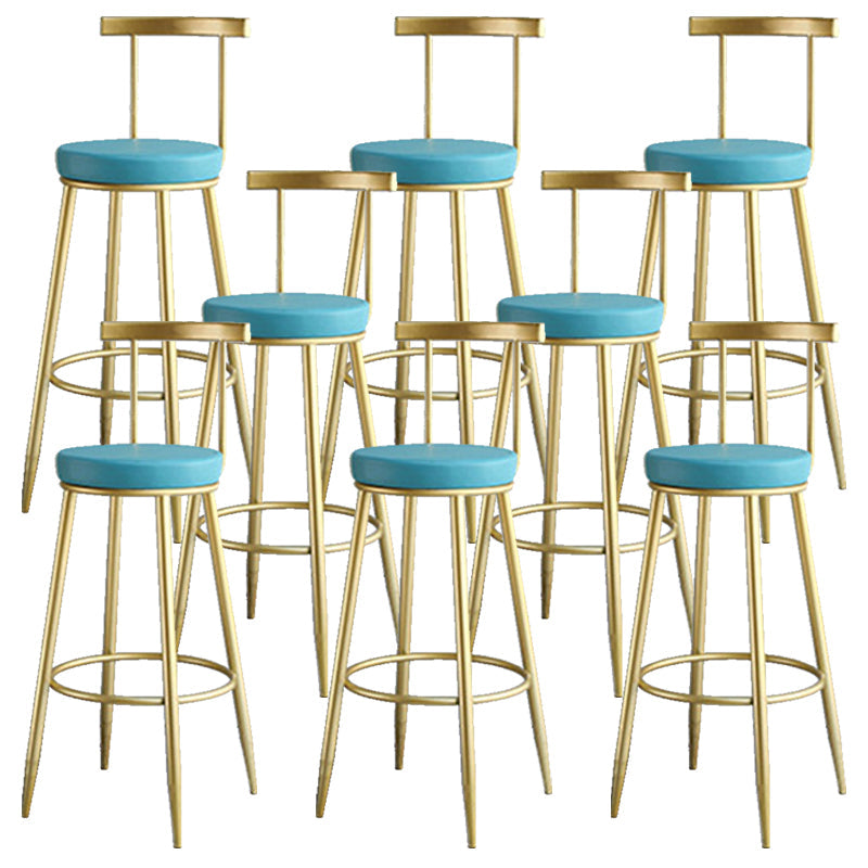 Nordic Style Bar-stool Round Counter Bar Stool with Metal Legs for Home Use Blue 8 Piece Set Clearhalo 'Bar Furniture' 'Bar Stools' 'bar_stools' 'furn' 'furn_bar_stools' 'Furniture' 'Kitchen & Dining Furniture' 6221303