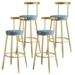 Nordic Style Bar-stool Round Counter Bar Stool with Metal Legs for Home Use Light Blue 4 Piece Set Clearhalo 'Bar Furniture' 'Bar Stools' 'bar_stools' 'furn' 'furn_bar_stools' 'Furniture' 'Kitchen & Dining Furniture' 6221305