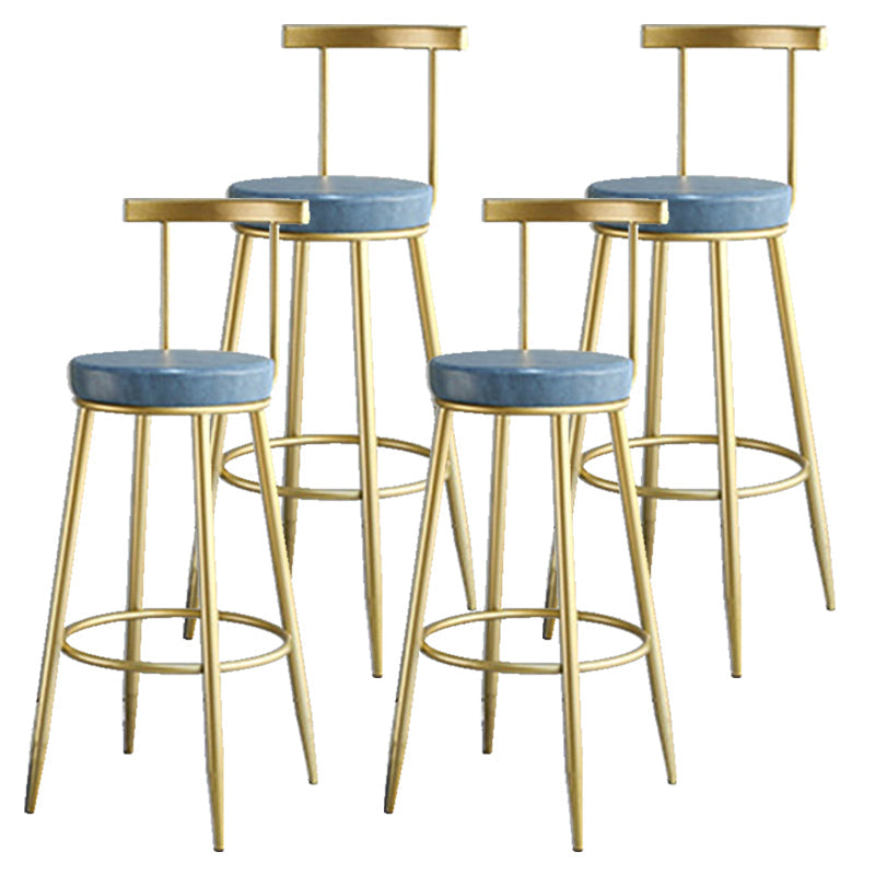 Nordic Style Bar-stool Round Counter Bar Stool with Metal Legs for Home Use Light Blue 4 Piece Set Clearhalo 'Bar Furniture' 'Bar Stools' 'bar_stools' 'furn' 'furn_bar_stools' 'Furniture' 'Kitchen & Dining Furniture' 6221305