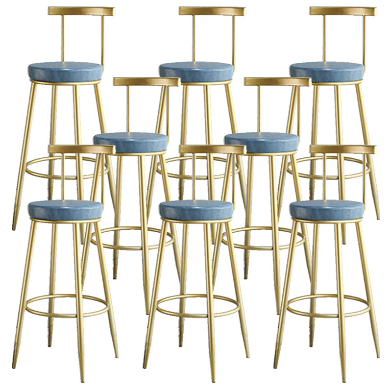 Nordic Style Bar-stool Round Counter Bar Stool with Metal Legs for Home Use Light Blue 8 Piece Set Clearhalo 'Bar Furniture' 'Bar Stools' 'bar_stools' 'furn' 'furn_bar_stools' 'Furniture' 'Kitchen & Dining Furniture' 6221306