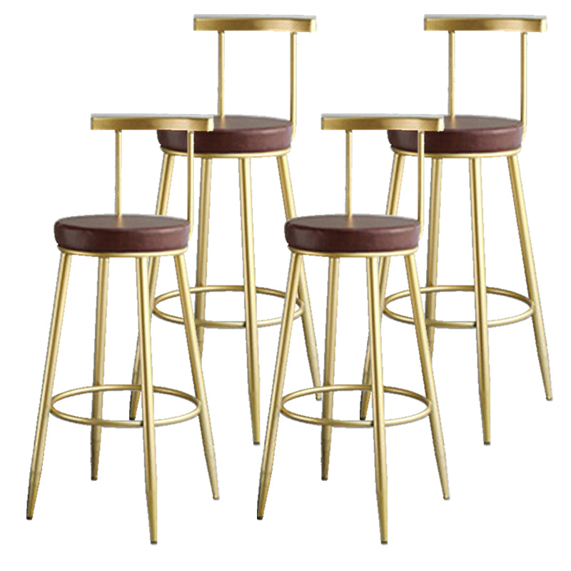 Nordic Style Bar-stool Round Counter Bar Stool with Metal Legs for Home Use Coffee 4 Piece Set Clearhalo 'Bar Furniture' 'Bar Stools' 'bar_stools' 'furn' 'furn_bar_stools' 'Furniture' 'Kitchen & Dining Furniture' 6221309