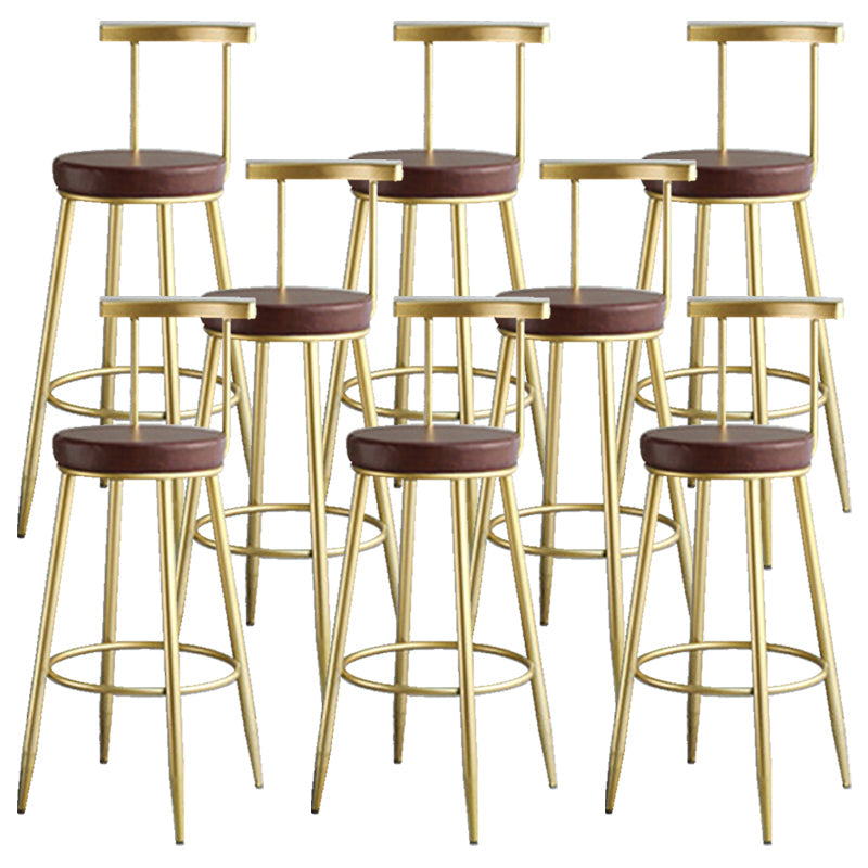 Nordic Style Bar-stool Round Counter Bar Stool with Metal Legs for Home Use Coffee 8 Piece Set Clearhalo 'Bar Furniture' 'Bar Stools' 'bar_stools' 'furn' 'furn_bar_stools' 'Furniture' 'Kitchen & Dining Furniture' 6221310