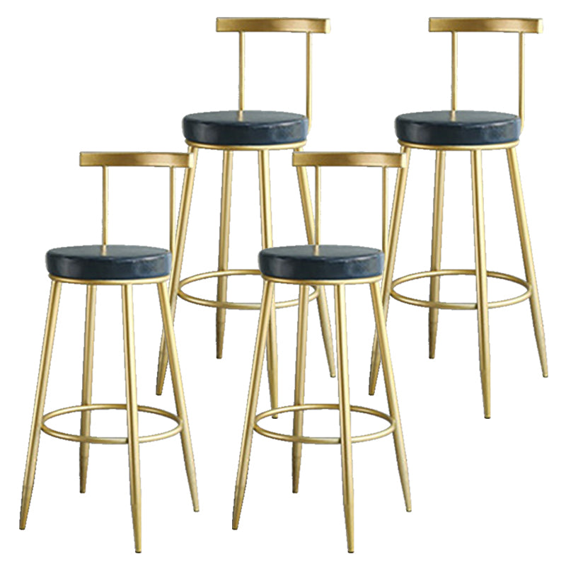 Nordic Style Bar-stool Round Counter Bar Stool with Metal Legs for Home Use Gray-Blue 4 Piece Set Clearhalo 'Bar Furniture' 'Bar Stools' 'bar_stools' 'furn' 'furn_bar_stools' 'Furniture' 'Kitchen & Dining Furniture' 6221311