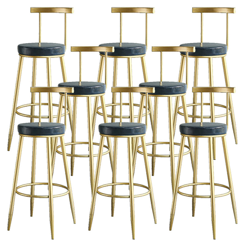 Nordic Style Bar-stool Round Counter Bar Stool with Metal Legs for Home Use Gray-Blue 8 Piece Set Clearhalo 'Bar Furniture' 'Bar Stools' 'bar_stools' 'furn' 'furn_bar_stools' 'Furniture' 'Kitchen & Dining Furniture' 6221312