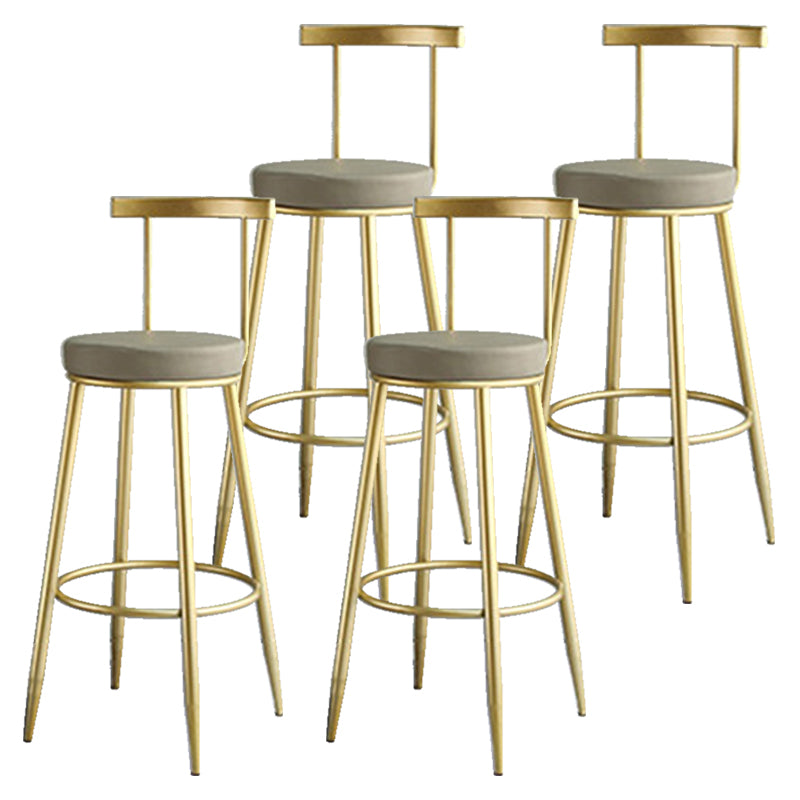 Nordic Style Bar-stool Round Counter Bar Stool with Metal Legs for Home Use Dark Khaki 4 Piece Set Clearhalo 'Bar Furniture' 'Bar Stools' 'bar_stools' 'furn' 'furn_bar_stools' 'Furniture' 'Kitchen & Dining Furniture' 6221313