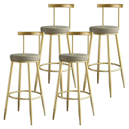 Nordic Style Bar-stool Round Counter Bar Stool with Metal Legs for Home Use Dark Khaki 4 Piece Set Clearhalo 'Bar Furniture' 'Bar Stools' 'bar_stools' 'furn' 'furn_bar_stools' 'Furniture' 'Kitchen & Dining Furniture' 6221313
