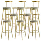 Nordic Style Bar-stool Round Counter Bar Stool with Metal Legs for Home Use Dark Khaki 8 Piece Set Clearhalo 'Bar Furniture' 'Bar Stools' 'bar_stools' 'furn' 'furn_bar_stools' 'Furniture' 'Kitchen & Dining Furniture' 6221314