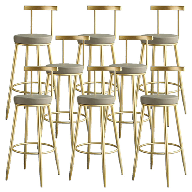Nordic Style Bar-stool Round Counter Bar Stool with Metal Legs for Home Use Dark Khaki 8 Piece Set Clearhalo 'Bar Furniture' 'Bar Stools' 'bar_stools' 'furn' 'furn_bar_stools' 'Furniture' 'Kitchen & Dining Furniture' 6221314