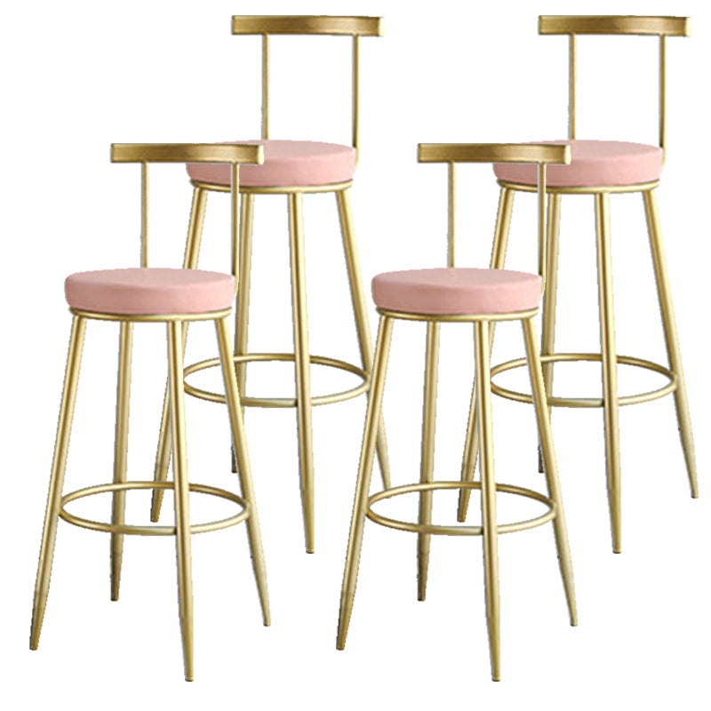 Nordic Style Bar-stool Round Counter Bar Stool with Metal Legs for Home Use Light Pink 4 Piece Set Clearhalo 'Bar Furniture' 'Bar Stools' 'bar_stools' 'furn' 'furn_bar_stools' 'Furniture' 'Kitchen & Dining Furniture' 6221315