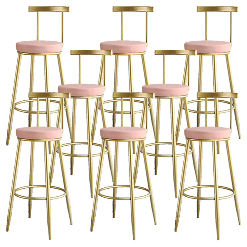 Nordic Style Bar-stool Round Counter Bar Stool with Metal Legs for Home Use Light Pink 8 Piece Set Clearhalo 'Bar Furniture' 'Bar Stools' 'bar_stools' 'furn' 'furn_bar_stools' 'Furniture' 'Kitchen & Dining Furniture' 6221316