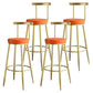 Nordic Style Bar-stool Round Counter Bar Stool with Metal Legs for Home Use Orange 4 Piece Set Clearhalo 'Bar Furniture' 'Bar Stools' 'bar_stools' 'furn' 'furn_bar_stools' 'Furniture' 'Kitchen & Dining Furniture' 6221317