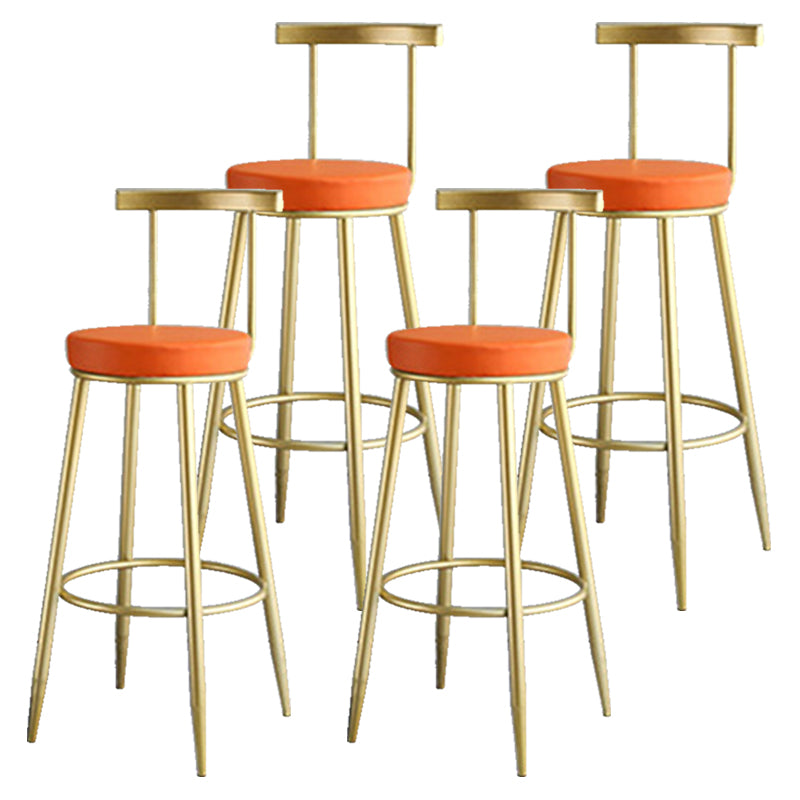 Nordic Style Bar-stool Round Counter Bar Stool with Metal Legs for Home Use Orange 4 Piece Set Clearhalo 'Bar Furniture' 'Bar Stools' 'bar_stools' 'furn' 'furn_bar_stools' 'Furniture' 'Kitchen & Dining Furniture' 6221317