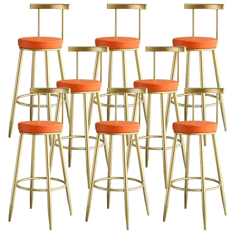 Nordic Style Bar-stool Round Counter Bar Stool with Metal Legs for Home Use Orange 8 Piece Set Clearhalo 'Bar Furniture' 'Bar Stools' 'bar_stools' 'furn' 'furn_bar_stools' 'Furniture' 'Kitchen & Dining Furniture' 6221318