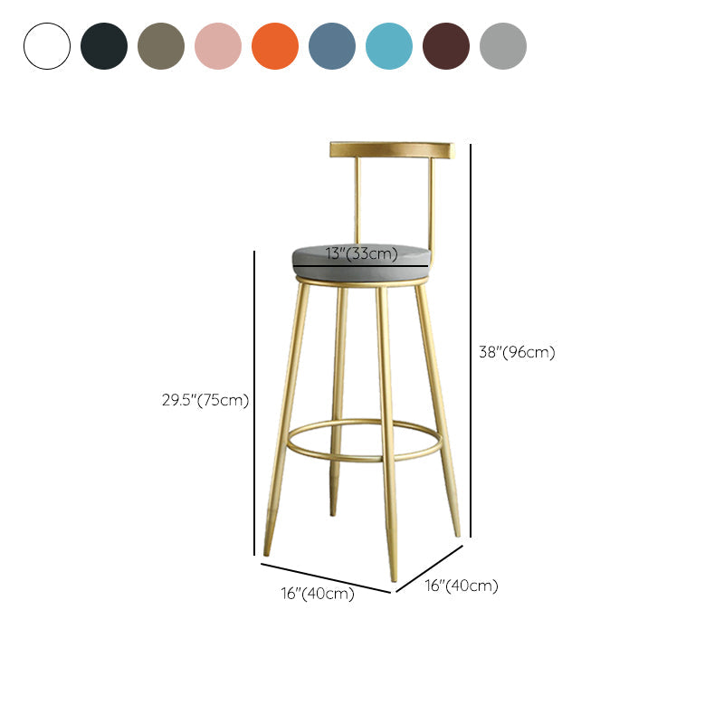Nordic Style Bar-stool Round Counter Bar Stool with Metal Legs for Home Use Clearhalo 'Bar Furniture' 'Bar Stools' 'bar_stools' 'furn' 'furn_bar_stools' 'Furniture' 'Kitchen & Dining Furniture' 6221320